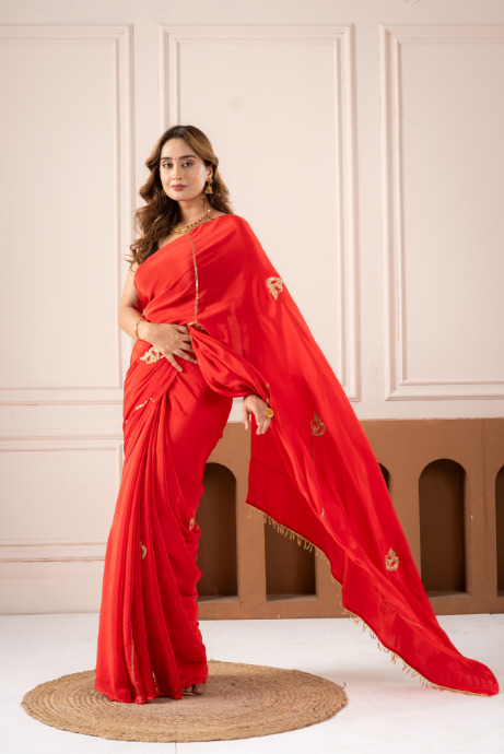 Kanaka Pushp Pure Natural Crepe Saree - Image 6