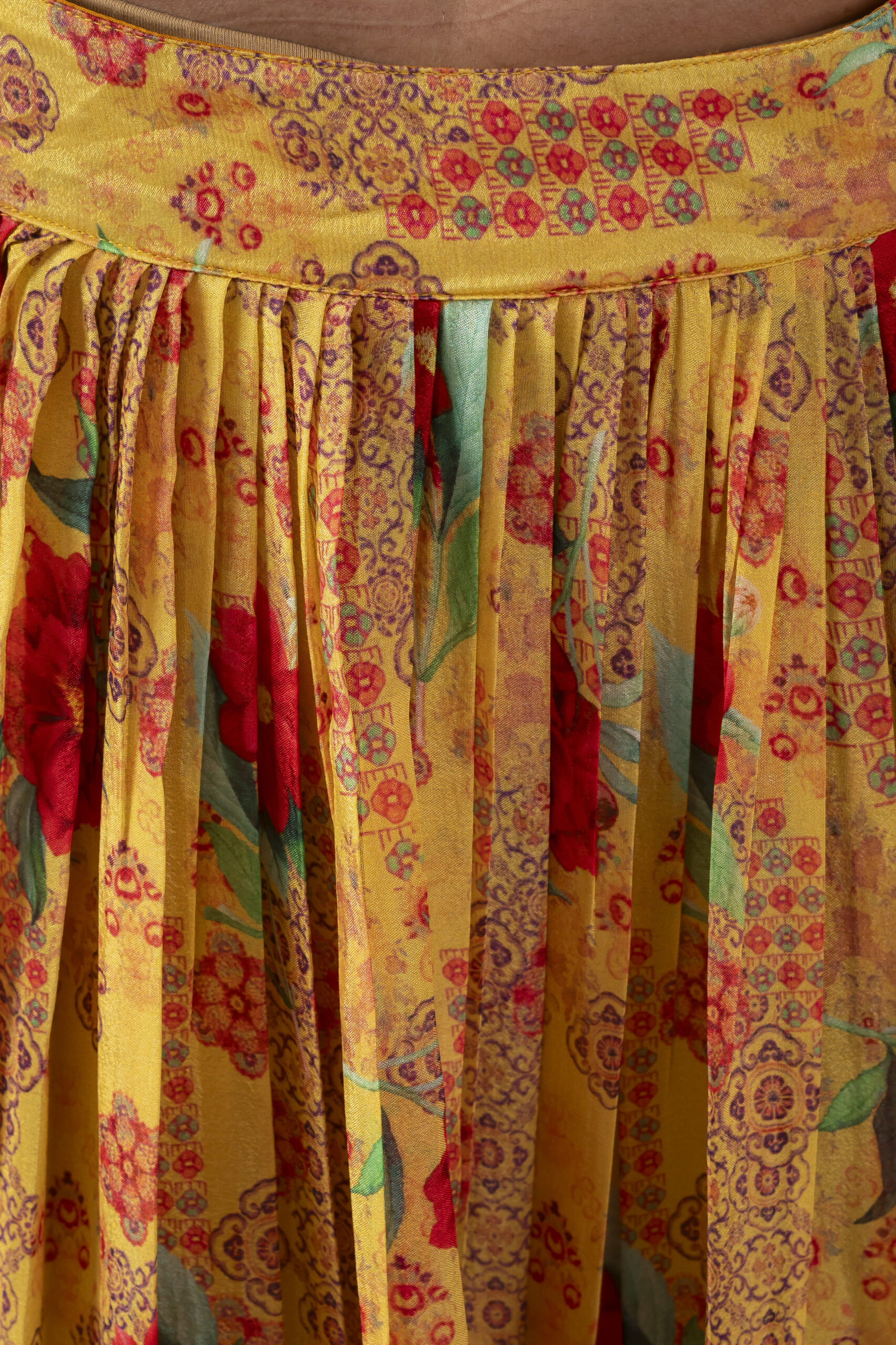 Mustard Base multicoloured Flower Lehnga - Image 5