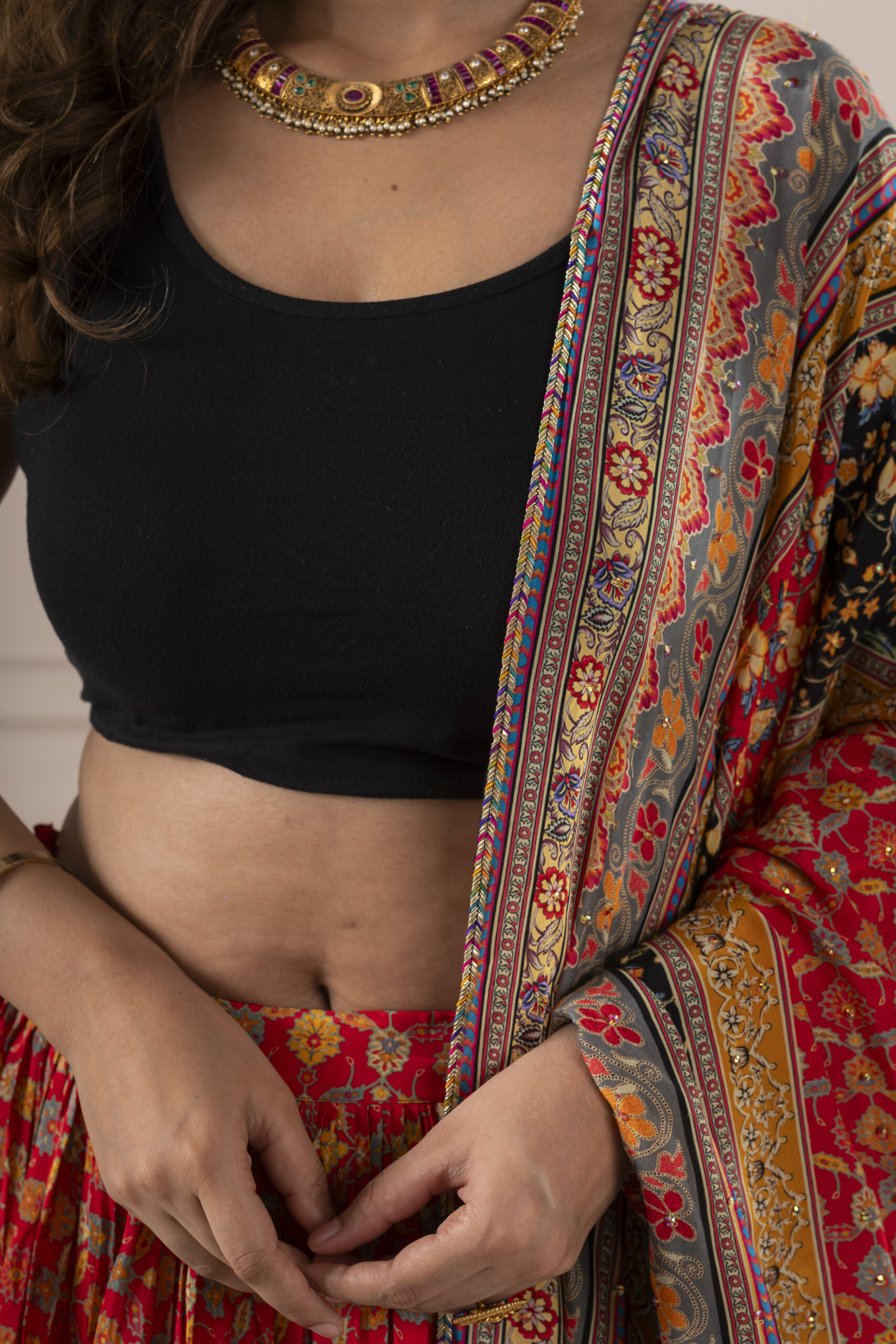 Orange Embellished Flower Lehnga With Dupatta - Image 6