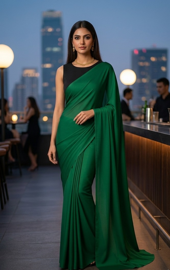 Emerald Green Natural crepe saree